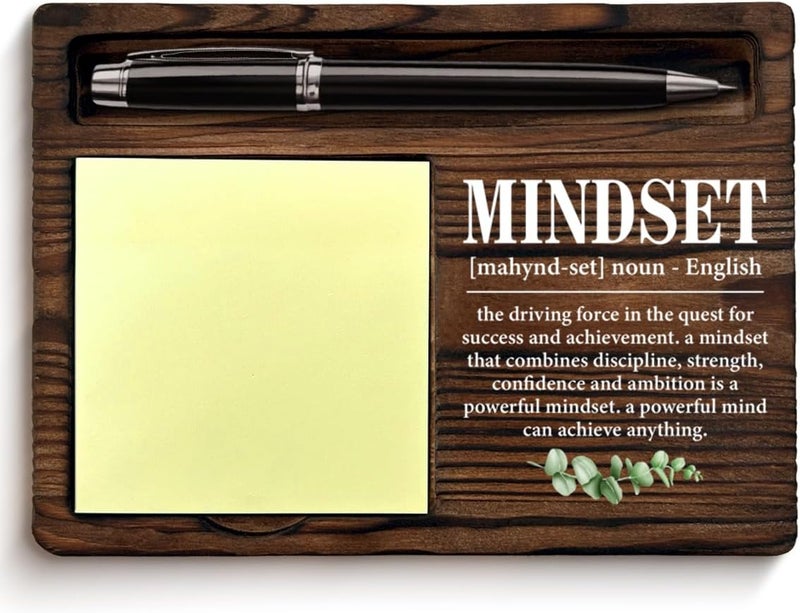 QODMGD Motivational Mindset Sticky Note Holder Inspirational Gifts for Coworkers Employees Colleagues, Mindset Definition Post It Note Dispenser for Office Cubicle Desk Decor - Image 1